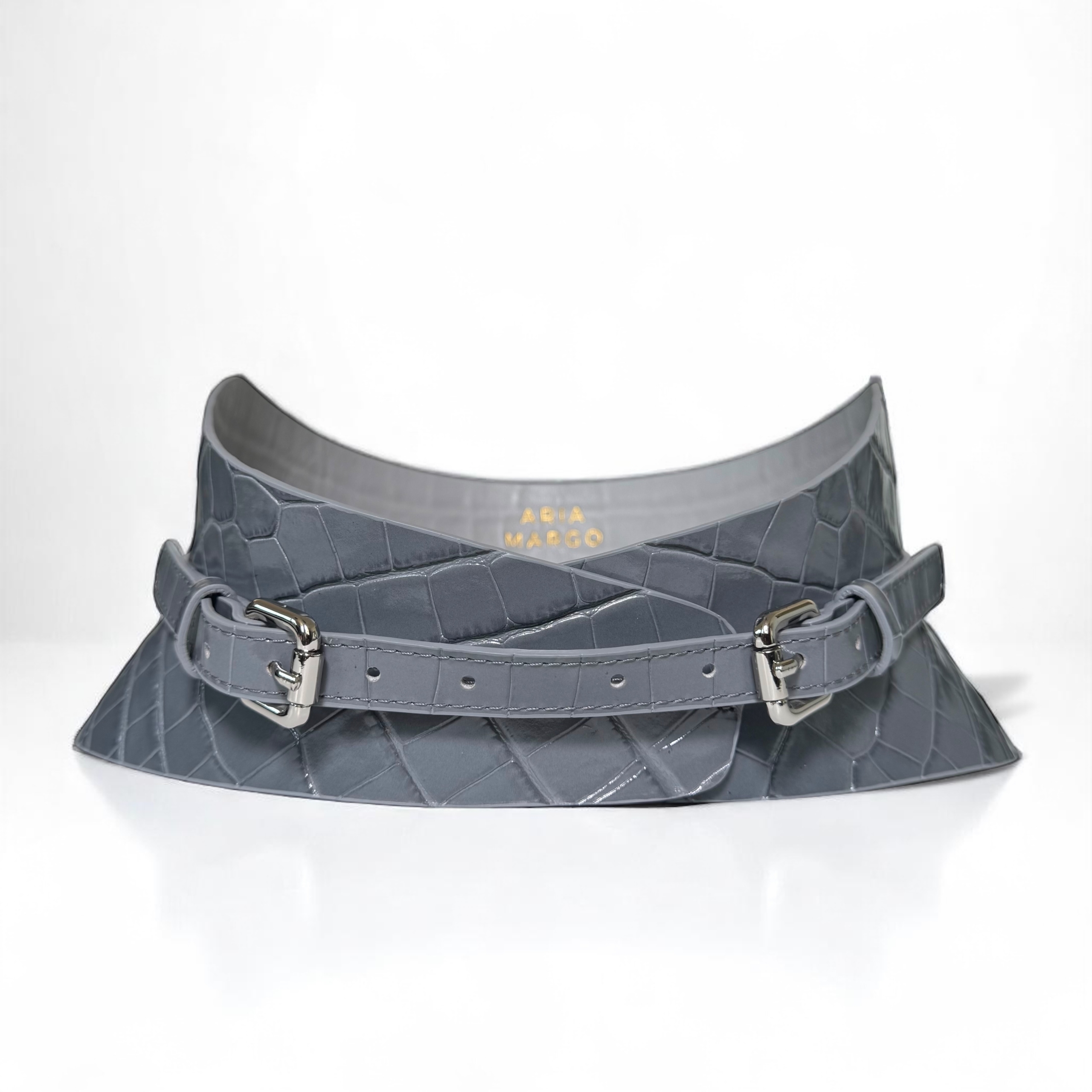 Slim Grey Croco Leather Corset Belt - Sale - XS