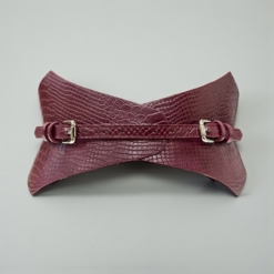 Burgundy viper Hourglass leather corset belt by Aria Margo