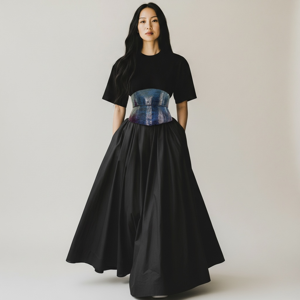 Eclipse Blue Croco Buckles Leather Corset Belt - Image 3