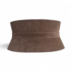 Taupe suede leather corset belt by Aria Margo