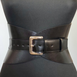 Black Leather Hourglass Corset Belt
