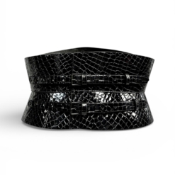 Alternative view of Eclipse Black Patent Croco Buckled Leather Corset Belt