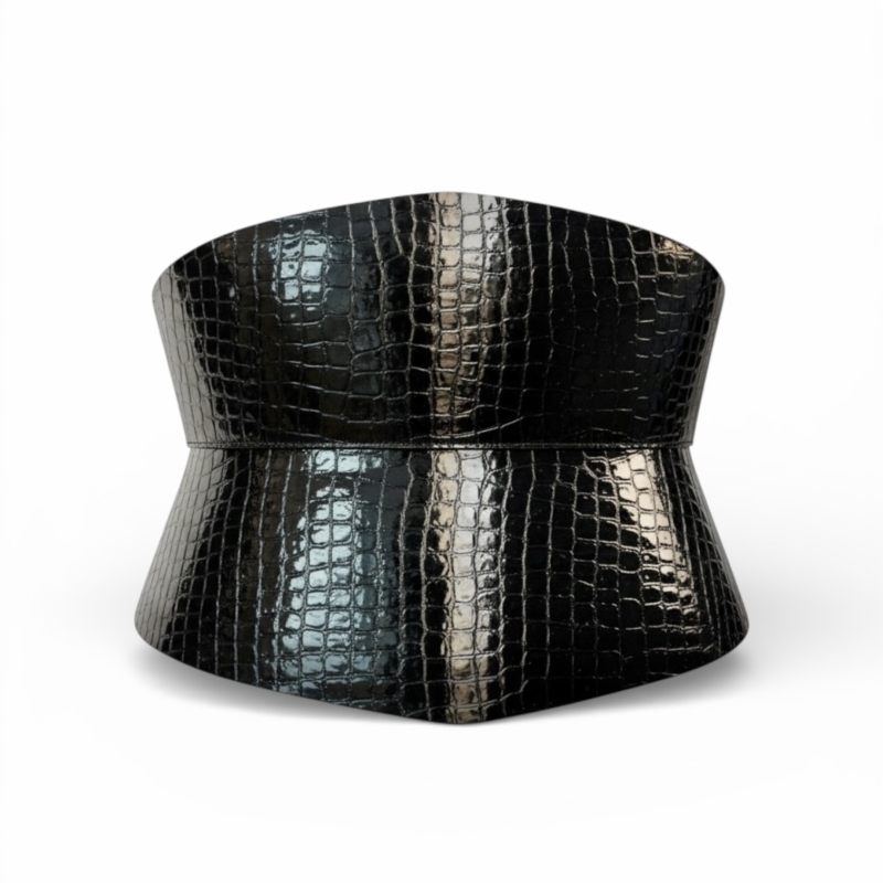 Eclipse Black Patent Croco Buckled Leather Corset Belt  display picture 3