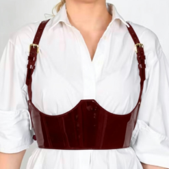 Under-bust Patent Burgundy Leather Belt