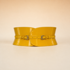 Yellow Baby V-cut Patent Leather Corset Belt - Image 3