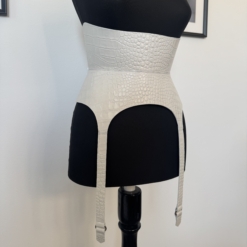 Alternative view of Long Garters White Croco Leather Corset Belt