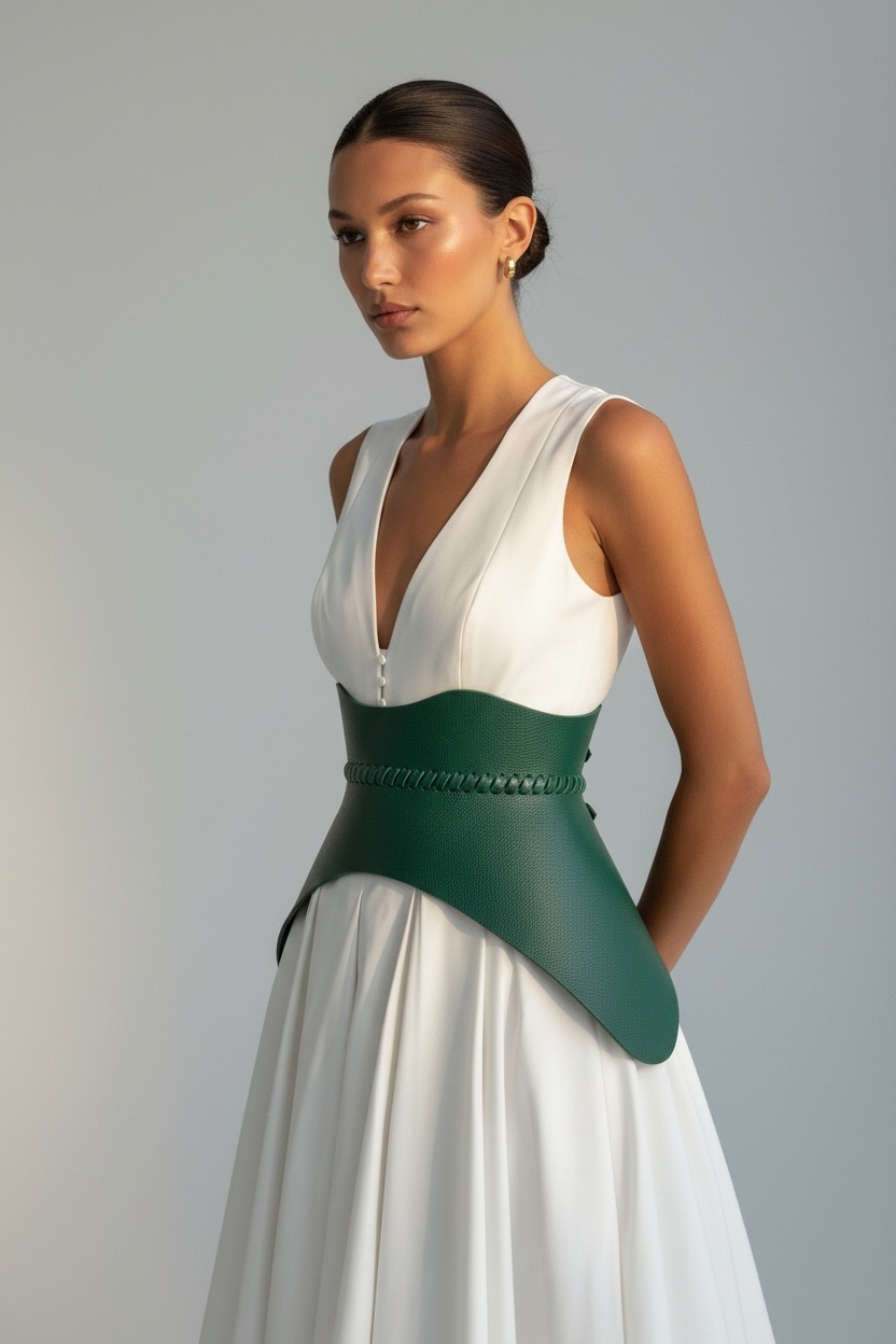 Nova Green Leather Corset Belt - Image 2