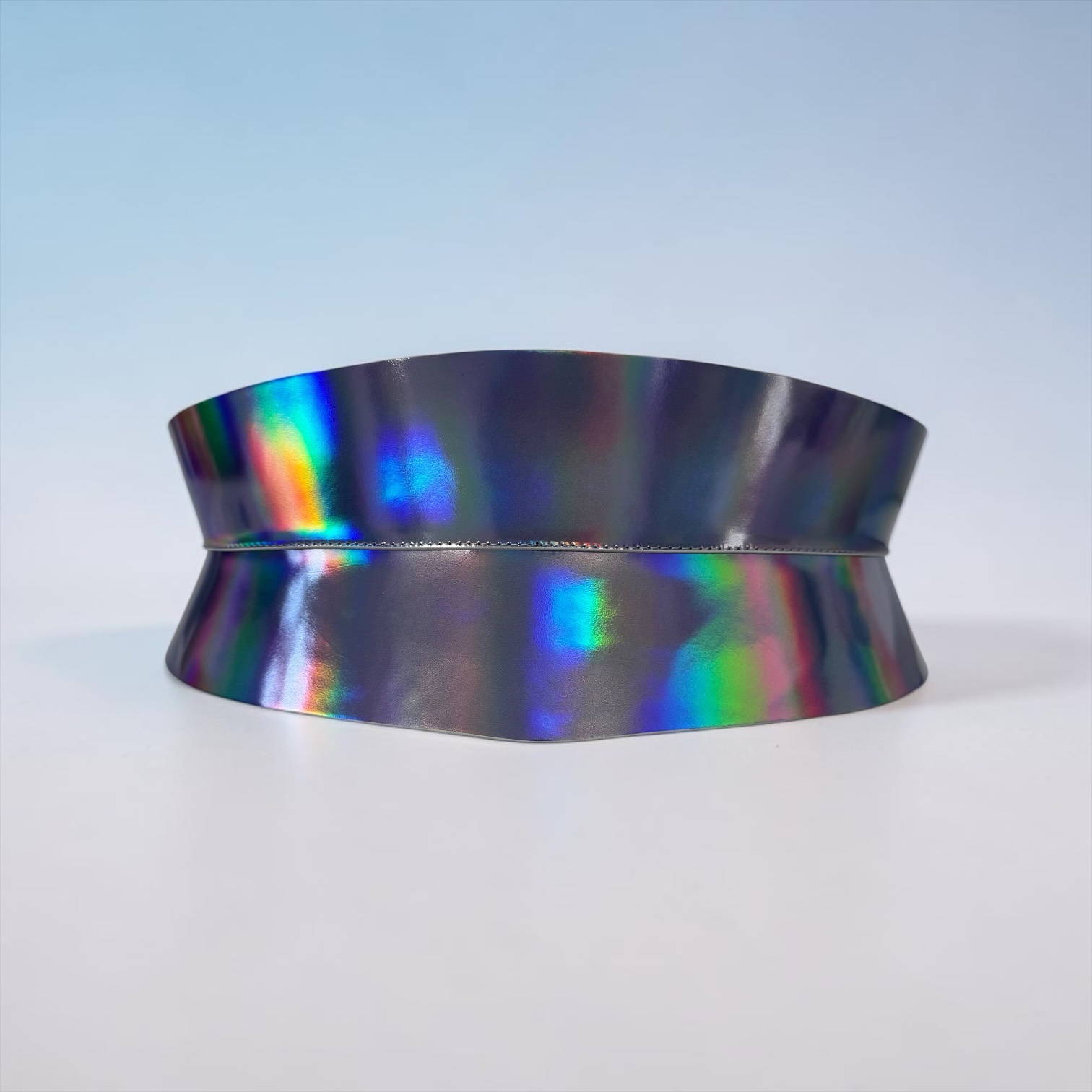 Eclipse Mini Holographic Silver Leather Corset Belt