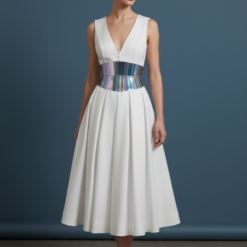 Alternative view of Eclipse Mini Holographic Silver Leather Corset Belt