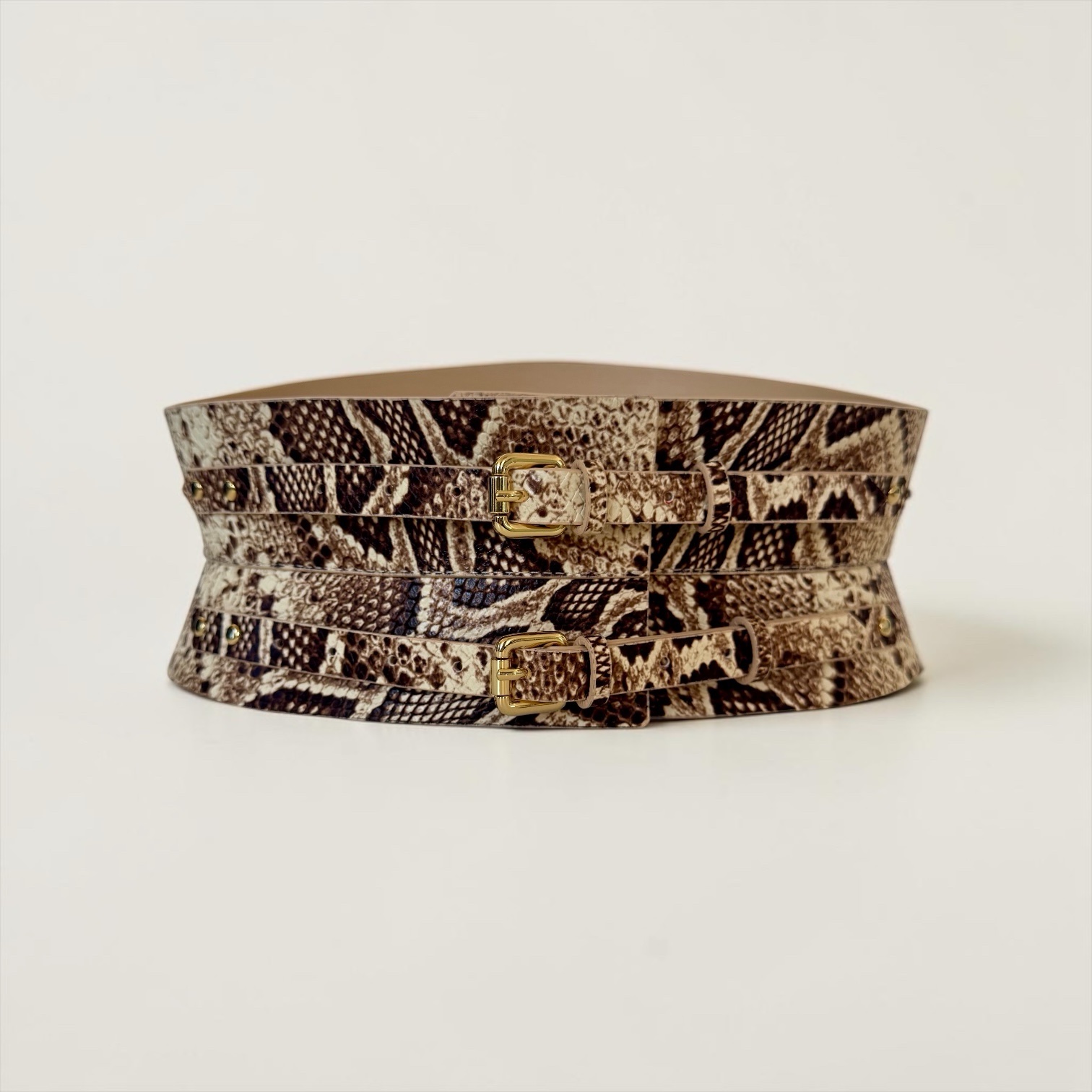 Eclipse Mini Brown Snake Leather Corset Belt - Image 2