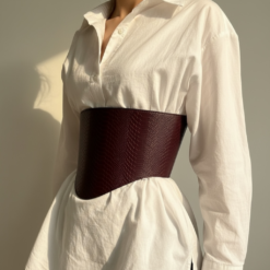 Alternative view of Round Under-bust Burgundy Croco Leather Belt