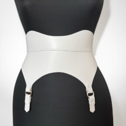 Garters White Leather Corset Belt - Image 4
