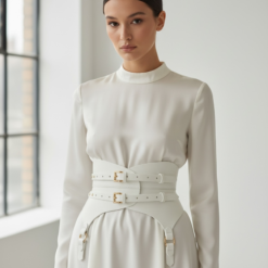Garters White Leather Corset Belt - Image 5