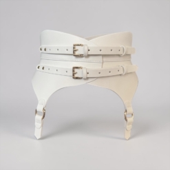Garters White Leather Corset Belt - Image 6