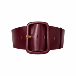 Burgundy Oversized Leather Coat Belt