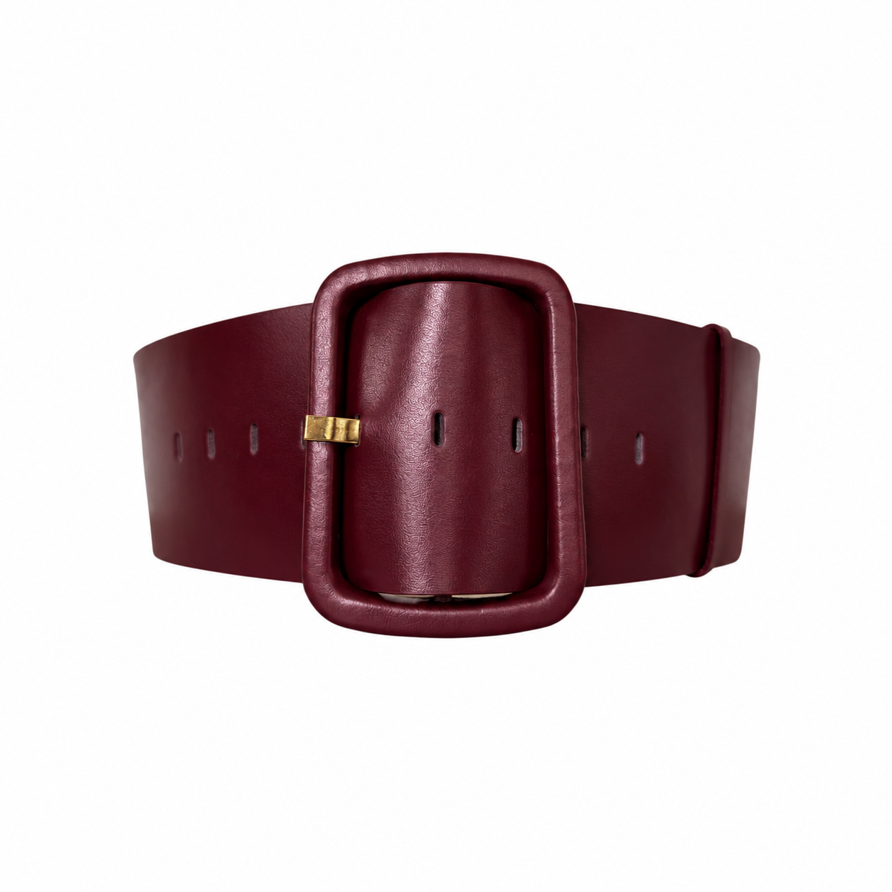 Burgundy Oversized Leather Coat Belt