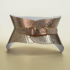 Hallo Gold Croc Leather Corset Belt