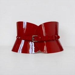 Red Patent Leather Hourglass Corset Belt - Image 4