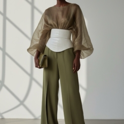 Alternative view of Peplum Off white Croco Leather Corset Belt