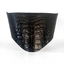 Round Under-bust Black Croco Leather Belt