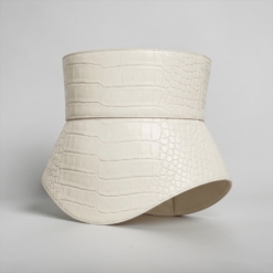 Peplum Off white Croco Leather Corset Belt