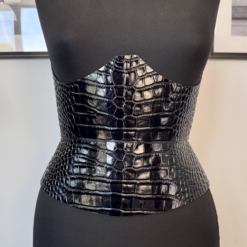 Black XO Eclipse Croco Leather Corset Belt - Image 3