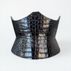 Black XO Eclipse Croco Leather Corset Belt