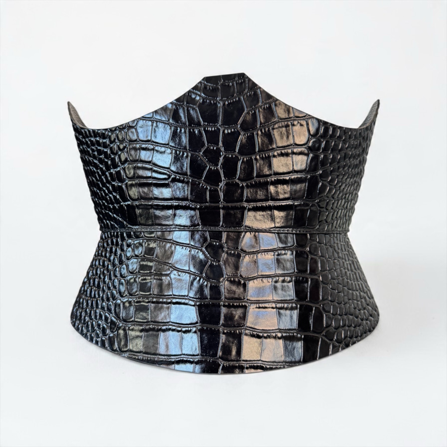 Black XO Eclipse Croco Leather Corset Belt