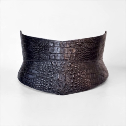 Black Cleo Croco Leather Hourglass Corset Belt