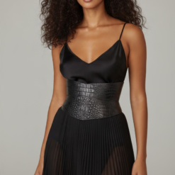 Alternative view of Black Cleo Croco Leather Hourglass Corset Belt